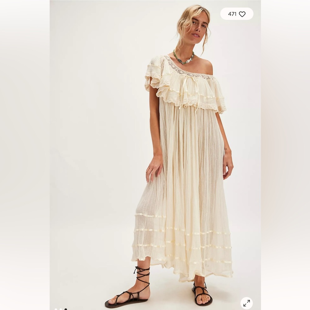 Jen’s Pirate Booty Cream Off-the-Shoulder Ruffled Maxi Dress